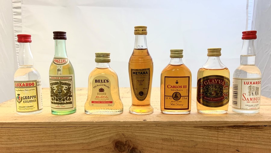 A large selection of miniature spirits.