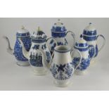 A collection of six late eighteenth, early nineteenth century blue and white transfer printed
