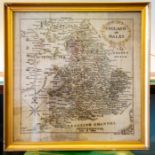 A George III textile map sampler, showing the counties of England and Wales, worked in coloured