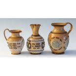 Three late nineteenth century Royal Doulton, Lambeth stoneware pieces, circa 1895. Included are: A