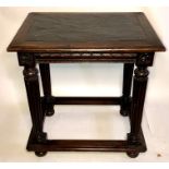 An early 19th Century French fruitwood hall table, circa 1810, rectangular moulded top with tile