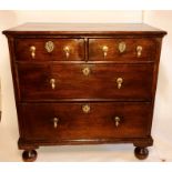 A William & Mary oak chest of drawers, circa 1690, rectangular top above two short and two long