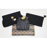A trio of handbags to include a 1930s clutch with an Art Deco clasp and another envelope style