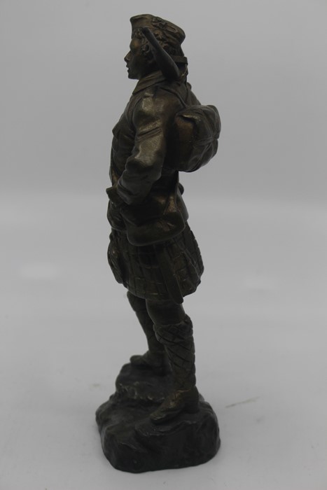 Georges Omerth (act.1895-1925), a bronze study of a WWI Scottish Soldier holding a rifle over his - Image 5 of 8