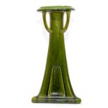 A Bretby Art Pottery arts and crafts style jardiniere stand with green glaze, No. 1760, height 61 cm