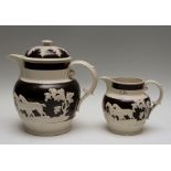 Two early nineteenth century Chetham and Woolley feldspathic stoneware jugs, circa 1810-20. Both