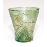 A pale green mould blown conical beaker, very high internal kicks, German, circa 1450-1500, height