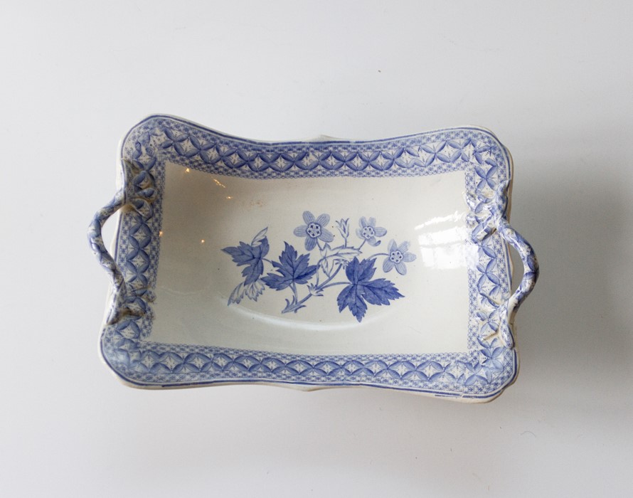 An early nineteenth century blue and white transfer printed Spode Geranium twin-handled footed - Image 2 of 3