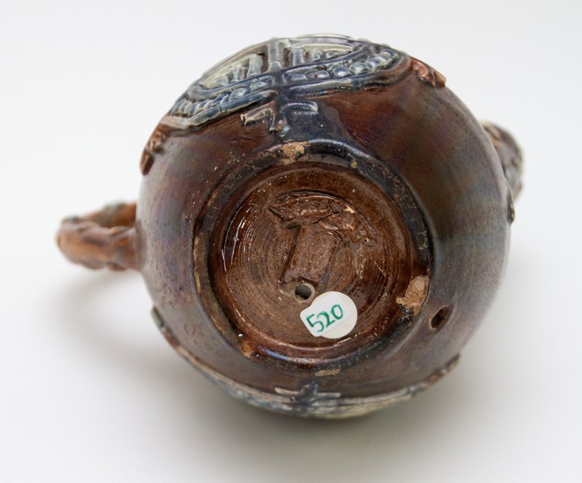 A late nineteenth century Castle Hedingham Pottery Art Pottery handle jug/teapot, circa 1880. It has - Image 5 of 5