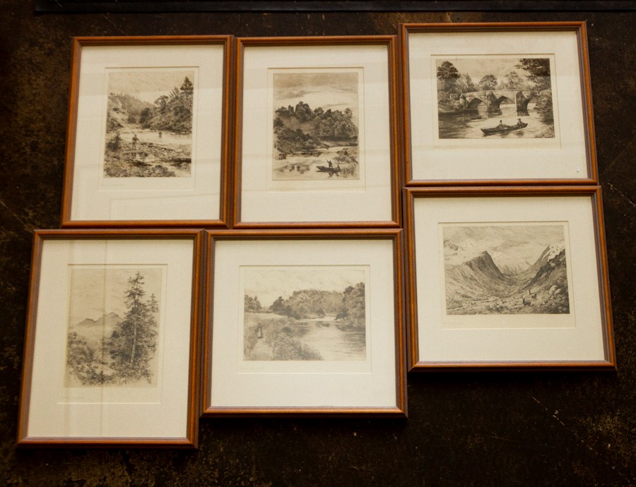 Edward Slocombe (British, 1850-1915), collection of six etchings, each one signed in pencil l.l., - Image 2 of 2