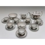 An early nineteenth century Thomas Wolfe bat printed tea service, circa 1810. Each piece is