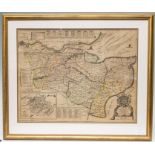 Lea, Philip. Map of Kent, c.1693, copper engraving on laid/chain-lined paper, minimal hand-