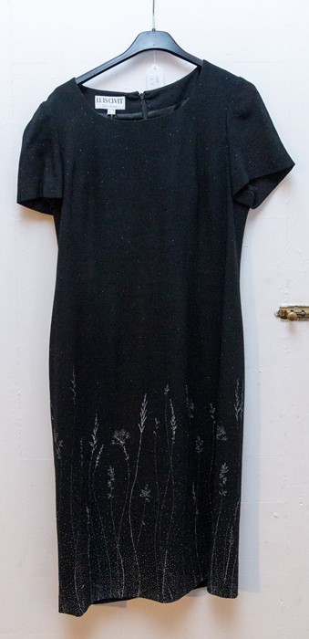 A gold label by Tricollete maxi evening dress with a black wool top with shrestrey story edged in