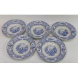 A group of seven mid nineteenth century blue and white transfer printed soup dishes, circa 1845.