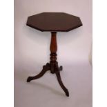 A Victorian revival octagonal occasional table, turned column on a tripod swept legs. 69cm H x