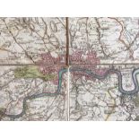 Faden, William (1749-1836). George III period map of London, 1795. Hand-coloured copper engraving on