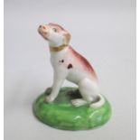 A Derby Model of a seated Hound  Date: circa 1790 Size: 5.5cm diameter, 7cm high  In Good
