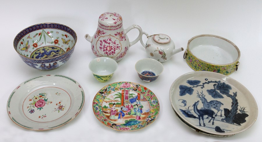 A group of Chinese export hand-painted and enamelled wares, circa 1750-1900. Comprising large