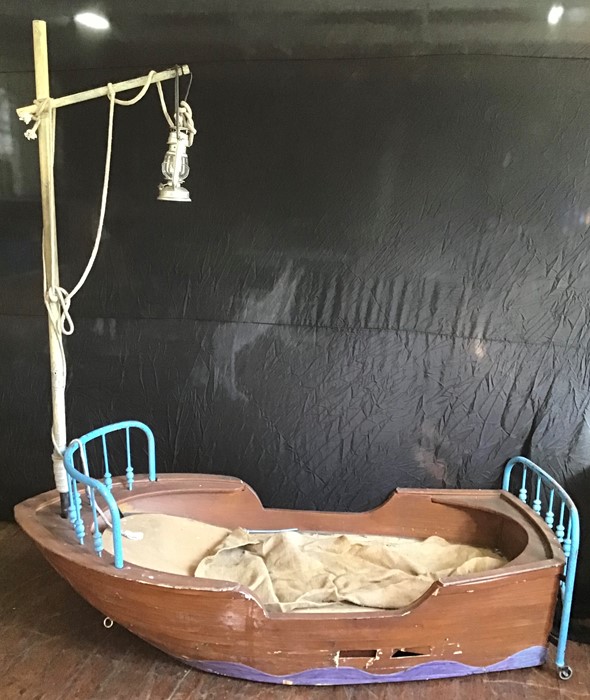 Boat Bed, used in the ‘Hushabye Mountain’ scene, with mast, lamp and Treasure Box.