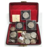 A collection of coins including five 10 Mark coins, .625 silver with a 5 Mark coin and Commemorative