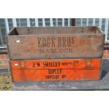 2 Mid 20th Century wooden original Fyffe's banana boxes, one marked J W Smalley (Ripley) Ltd and the