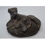 A cast bronze study of a dog and puppies, unsigned, width 30 inches approx