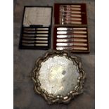 A collection of plated wares and brass cased items; flat ware, silver plate, early 20th Century