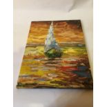 Mei original - Sail Boat. Oil on canvas. Signed by the artist. 30 x 40cm