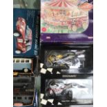Die cast vehicles including Minichamps 1:12 scale Motorcycles motor max trailers, etc.
