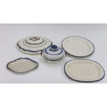 A group of early nineteenth century blue painted shell edge pearlware pieces, circa 1820-30.