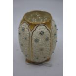 A Royal Worcester baluster reticulated small vase, panels decorated with turquoise flowers within