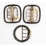 Georgian/Victorian fashion/textiles interest- a pair of shoe buckles cushion shaped set with round