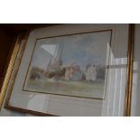 Four watercolours by John Wilford and a hand-coloured map of Derbyshire.