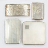 A collection of silver including: George V silver engine turned card case, by A & J Zimmerman Ltd,