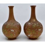 Two Victorian Royal Doulton Slaters Stoneware baluster vases with incised floral decoration