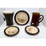 A collection of Denby, including waisted vase, Bakewell ceramics, etc
