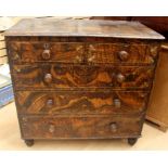 An early 19th Century wood grained pine chest of drawers, comprising two short over three long