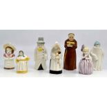 Seven Royal Worcester candle snuffer figures, depicting Nun, French Cook, Feathered Hat, Toddie,