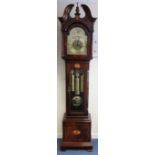 A Howard Miller mahogany musical longcase clock, circa 1990, the hood with a bevelled glazed door,