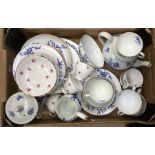 A part Edwardian blue and white Hop Pattern dinner service, circa 1902 (some large pieces) Q