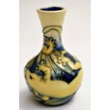 A Moorcroft Rorotonga pattern small trial vase, squat body with elongated neck, signed and dated