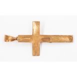 A 9ct rose gold large crucifix, large bale, length including bale 11mm x 55mm, Sheffield, weight