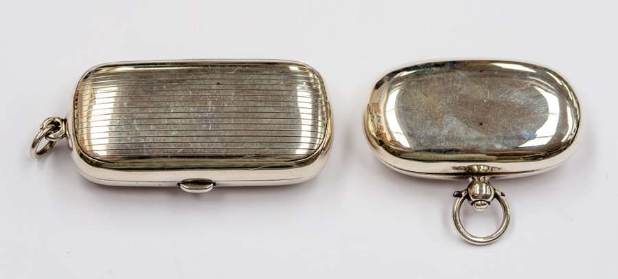 A George V silver double sovereign case, oblong with striated pattern, gilt interior, by A & J