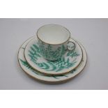 A 19th Century Grainger & Co set comprising cup, saucer and plate, white ground decorated with fern