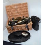 A collection of items to include picture frames, basket, binoculars, theatre glasses etc (Q)