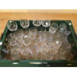 Assorted 20th century crystal glasses including wine glasses.