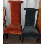 Two Victorian prie dieu chairs, upholstered seats and backs (2)