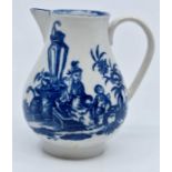 A Worcester First or Dr Wall period cream jug , painted with 'The Deer Hunt' in polychrome glazes