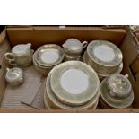 Three boxes of Wedgwood Columbia bone china dinner and tea wares