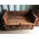 A 19th Century elm box storage settle, possibly Spanish, altered and possibly converted from a